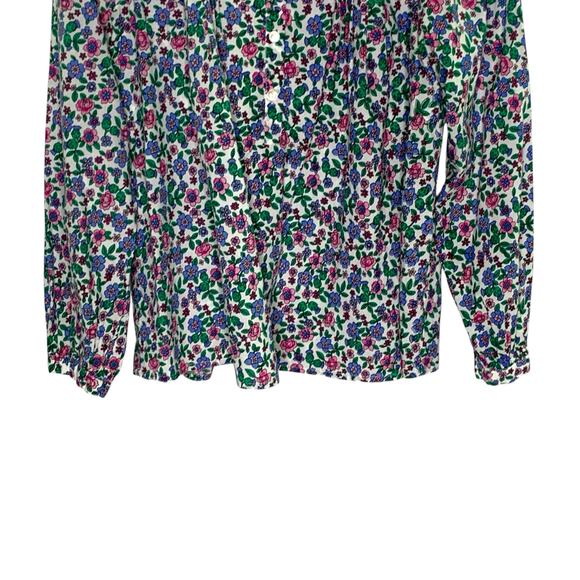 Banjanan S Zora Top Button Front Long Sleeve Bright Floral Cottage Whimsy - Picture 5 of 8